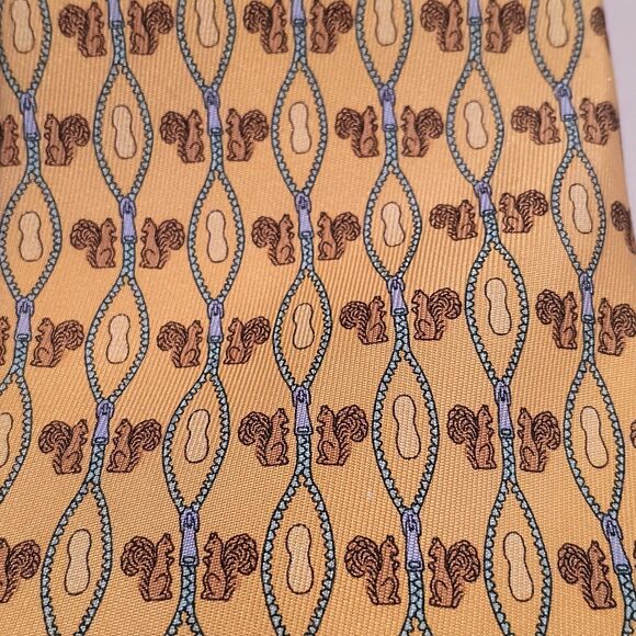 Peter Blair Silk Novelty Neck Tie-Squirrels & Peanuts Print-Standard Width - Picture 3 of 6